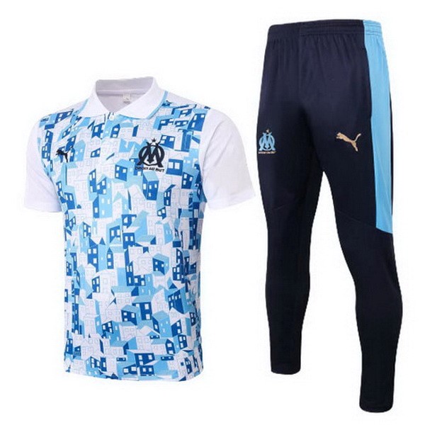 Polo Football Ensemble Complet Marseille 2020-21 Bleu Blanc